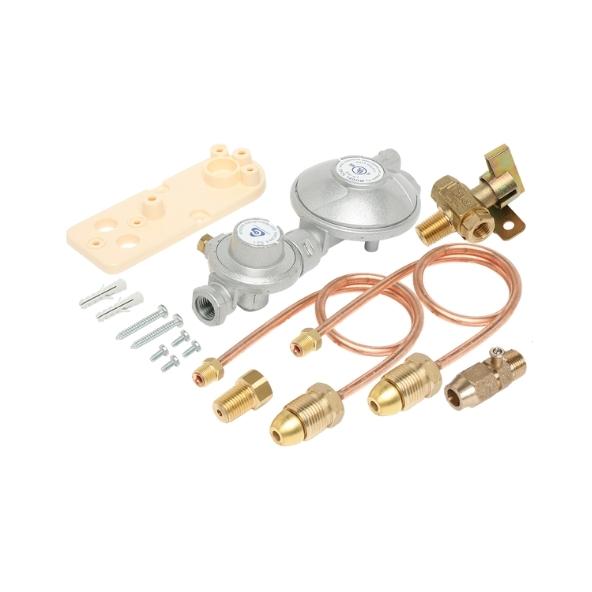 6060535 Dual Cylinder LPG Installation Kit 160Mj Regulator Manual Changeover with Pigtails