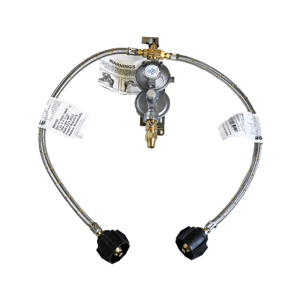 6060586-27 Caravan & RV LPG Regulator Kit Adj Manual Changeover with Pigtails + 3_8 SAE Adaptor