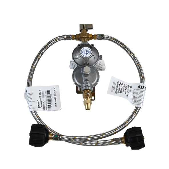 6060587-27 Caravan & RV LPG Regulator Kit LPG Adj Manual Changeover with Pigtails + 5_16 SAE Adaptor