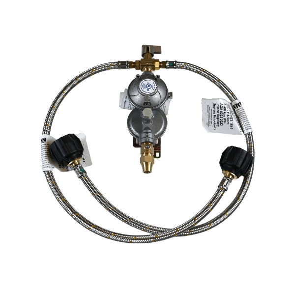 6060588-27 Caravan & RV LPG Regulator Kit Adj Manual Changeover with long Pigtails + 3_8 SAE Adaptor