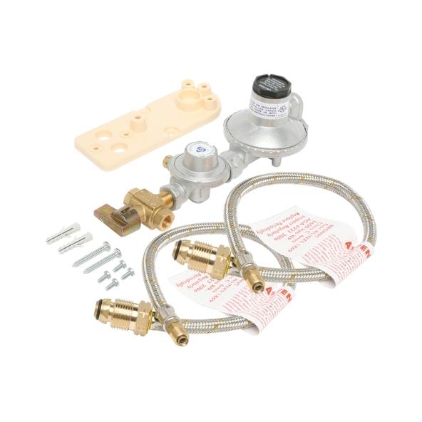 6060594 Dual Cylinder LPG Installation Kit 250Mj Regulator Manual Changeover with Pigtails