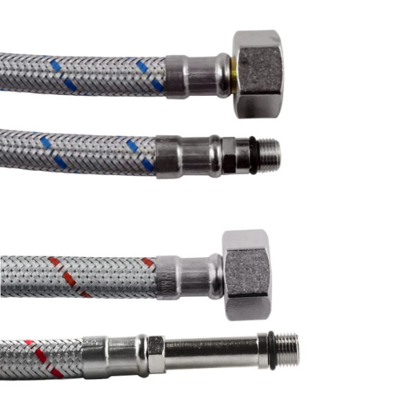 8mm PEX Core Stainless Steel Mixer Tap Hose Pair (350mm)