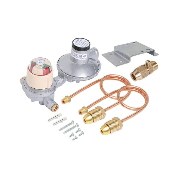 6060550 Dual Cylinder LPG Installation Kit 400Mj Regulator Automatic Changeover with Bracket, Pigtails and 3_4 UNF Adaptor